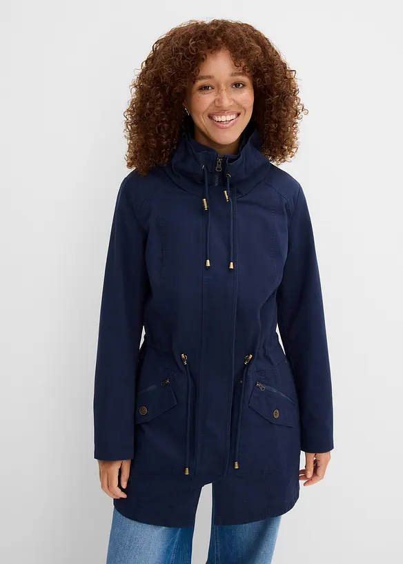 Parka courte en coton &agrave; col montant, cintr&eacute;e, bonprix