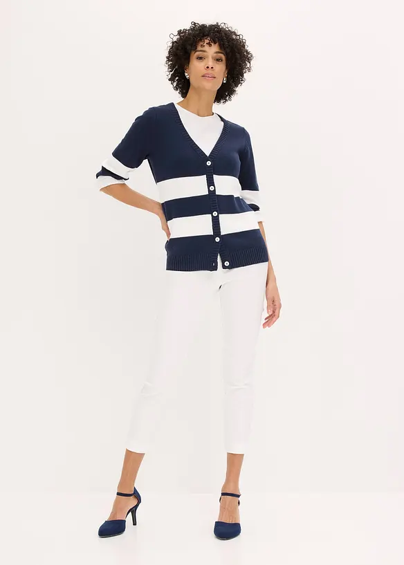Gilet ray&eacute; en maille de coton, bonprix