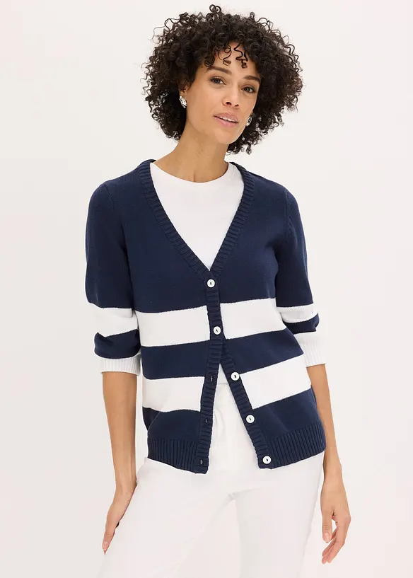 Gilet ray&eacute; en maille de coton, bonprix