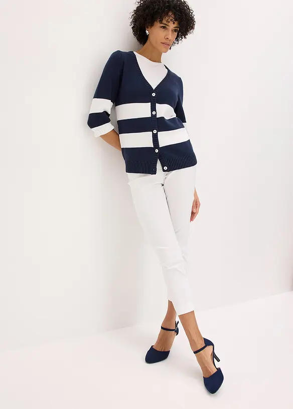 Gilet ray&eacute; en maille de coton, bonprix