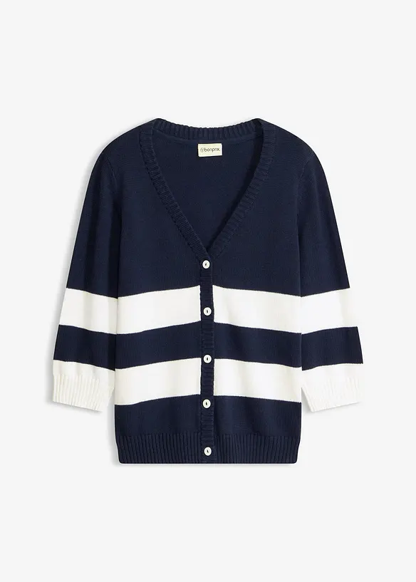 Gilet ray&eacute; en maille de coton, bonprix