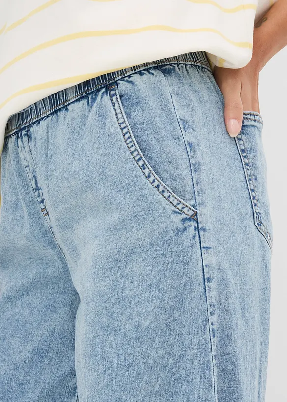 Jean barrel taille mi-haute &eacute;lastiqu&eacute;e, bonprix