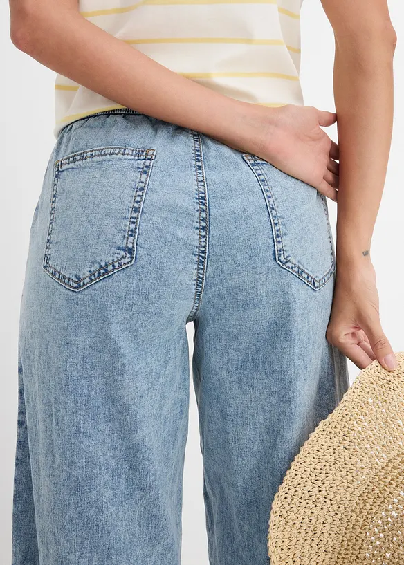 Jean barrel taille mi-haute &eacute;lastiqu&eacute;e, bonprix