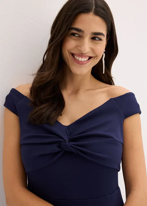 Robe &agrave; col Bardot et d&eacute;tail n&oelig;ud, bonprix