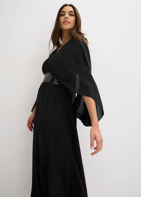 Robe de soir&eacute;e en mousseline avec empi&egrave;cement &agrave; sequins, bonprix