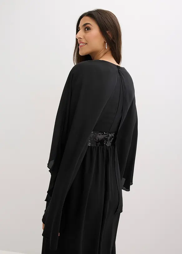 Robe de soir&eacute;e en mousseline avec empi&egrave;cement &agrave; sequins, bonprix