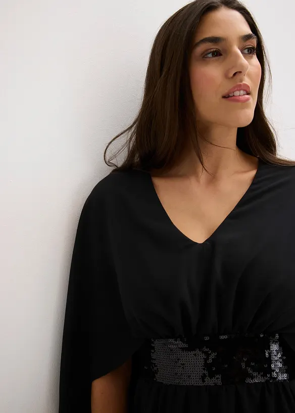 Robe de soir&eacute;e en mousseline avec empi&egrave;cement &agrave; sequins, bonprix