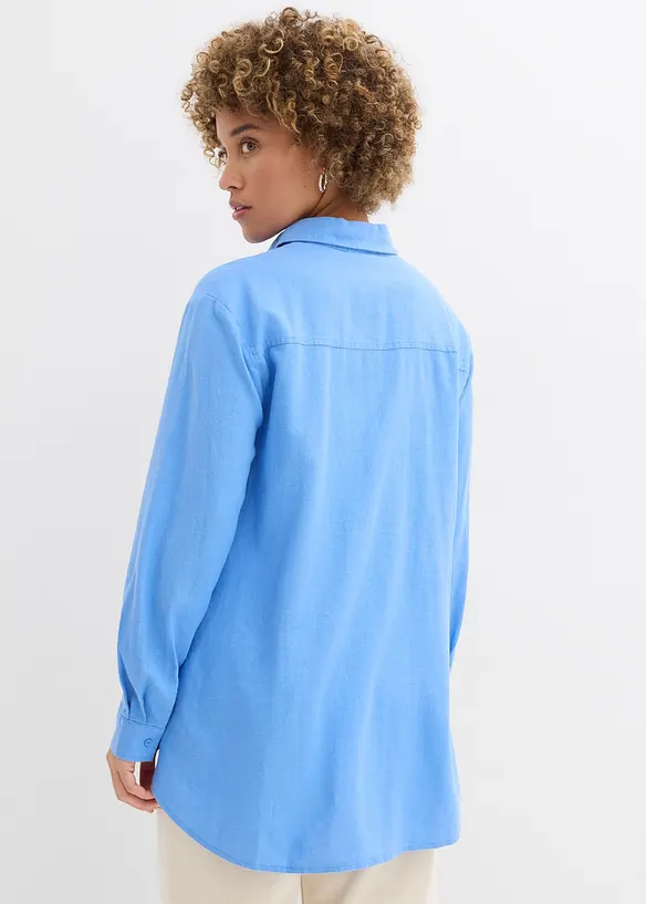 Chemisier oversize en lin m&eacute;lang&eacute;, bonprix