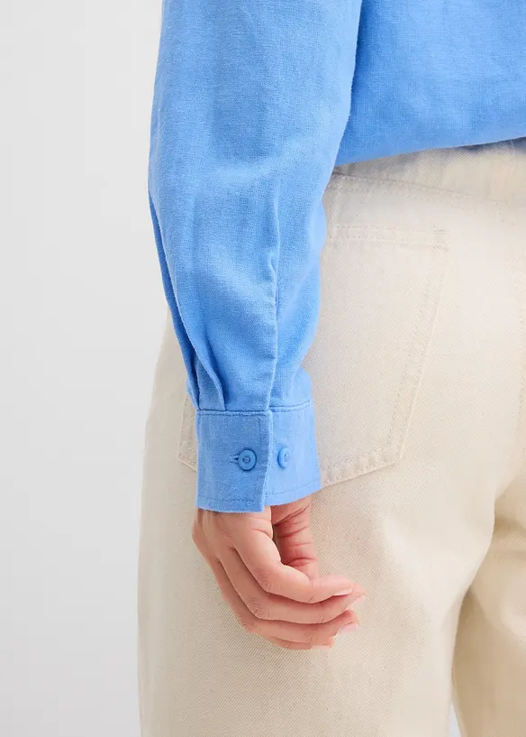 Chemisier oversize en lin m&eacute;lang&eacute;, bonprix