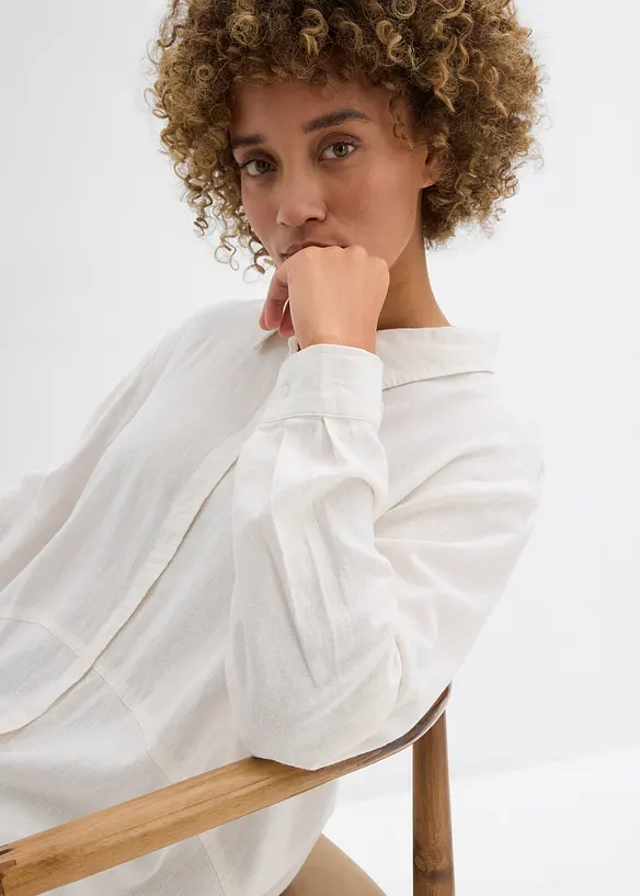 Chemisier oversize en lin m&eacute;lang&eacute;, bonprix