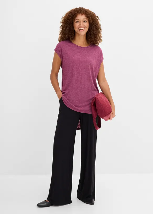 T-shirt long en viscose m&eacute;lang&eacute;e, bonprix