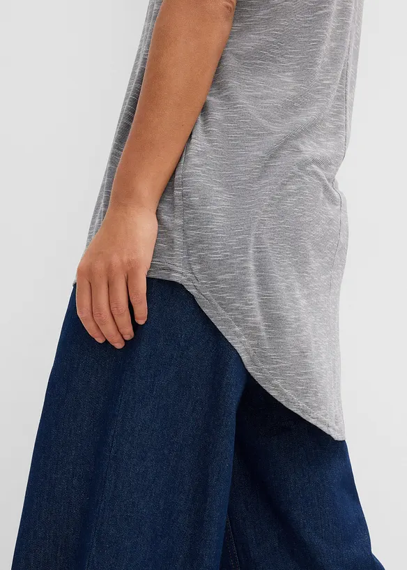 T-shirt long en viscose m&eacute;lang&eacute;e, bonprix