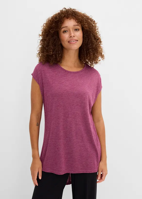 T-shirt long en viscose m&eacute;lang&eacute;e, bonprix
