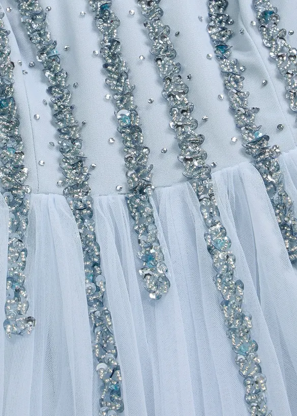 Robe longue en tulle fin avec sequins brod&eacute;s, bonprix