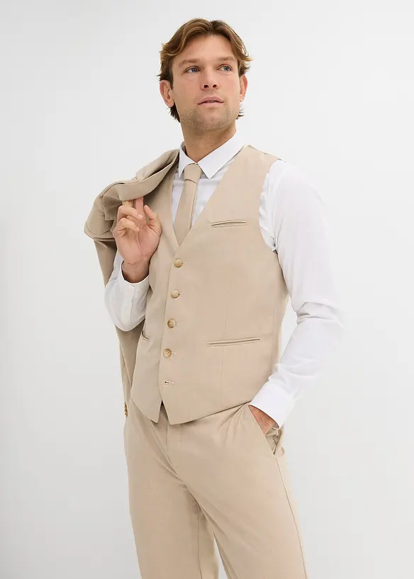 Costume 4 pi&egrave;ces avec gilet sans manches et cravate, regular, bonprix