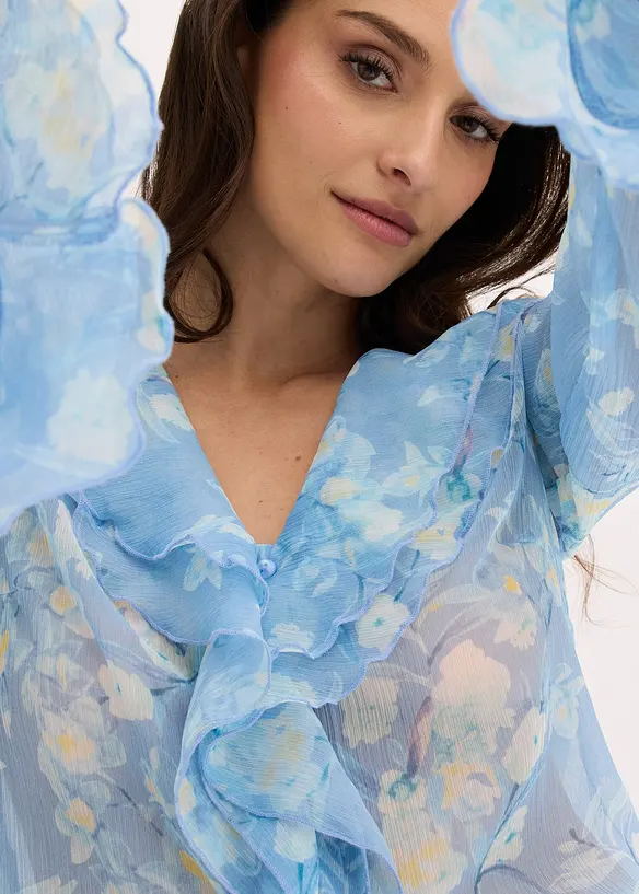 Chemisier en mousseline &agrave; volants, bonprix