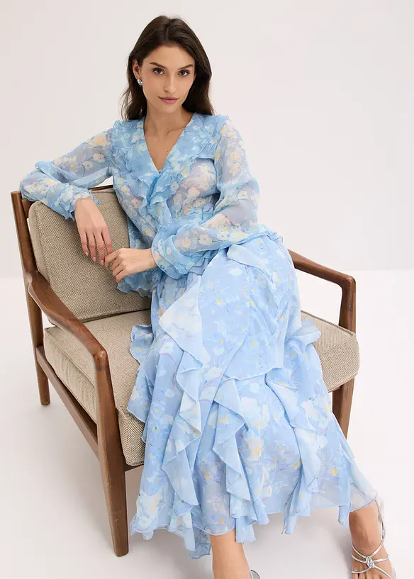 Chemisier en mousseline &agrave; volants, bonprix