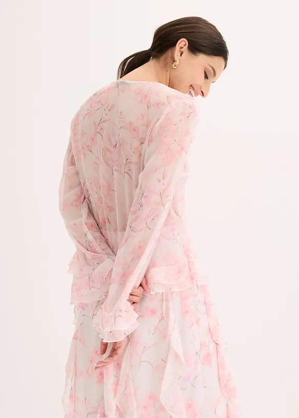 Chemisier en mousseline &agrave; volants, bonprix