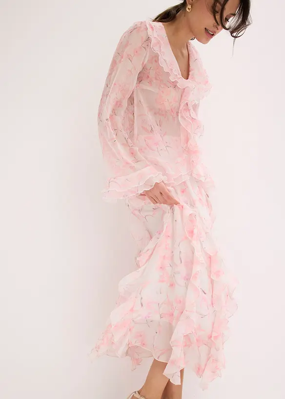 Jupe longue en mousseline l&eacute;g&egrave;re, bonprix