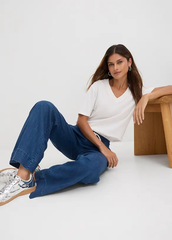 Jean large taille mi-haute, extensible, bonprix