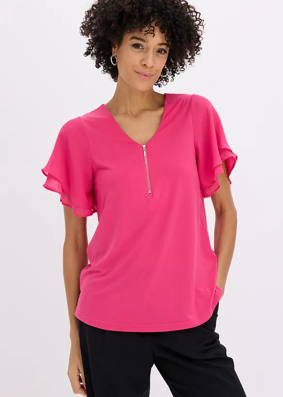 T-shirt avec manches en mousseline, bonprix
