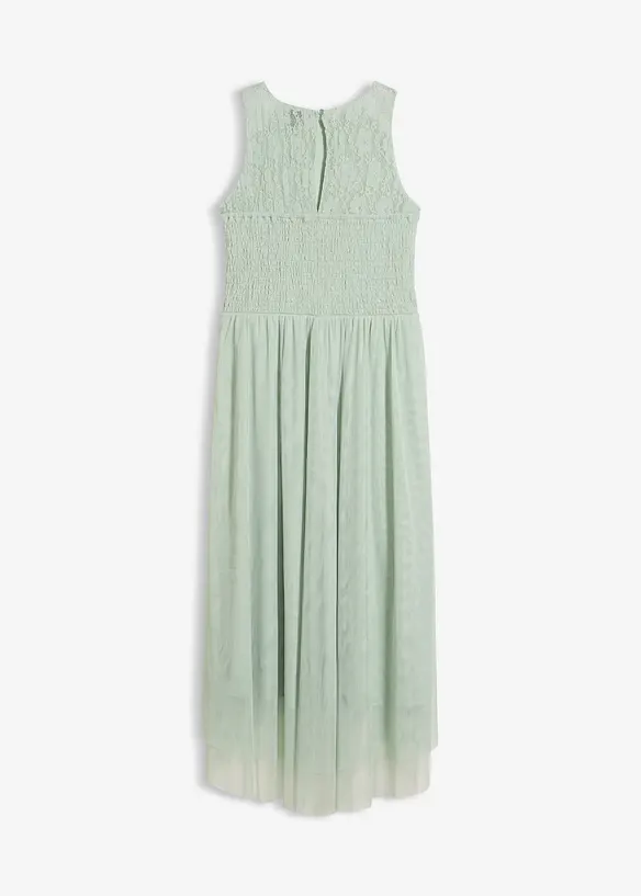 Robe en tulle et dentelle &agrave; base asym&eacute;trique, bonprix