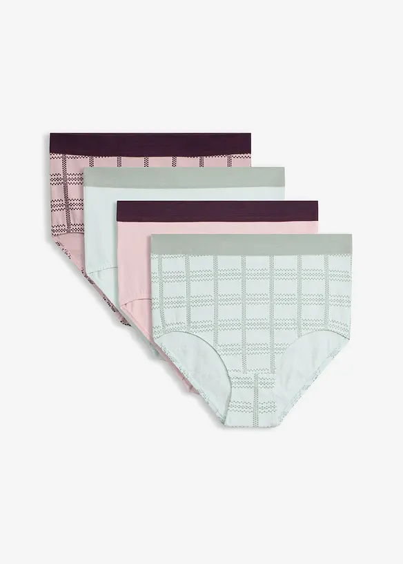 Lot de 4 slips taille haute coton, bonprix