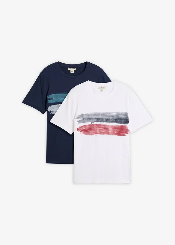 Lot de 2 T-shirts 100% coton, bonprix