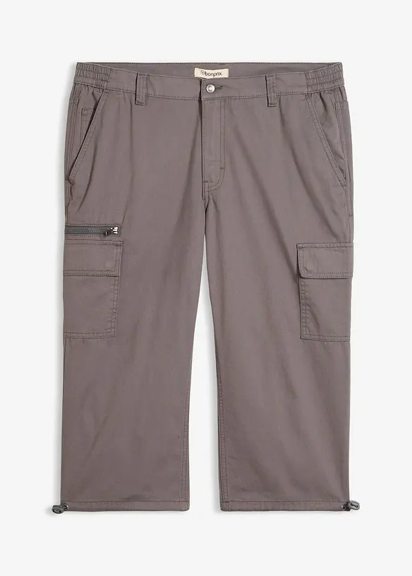 Pantalon 3/4 100% coton, taille &eacute;lastiqu&eacute;e et poches cargo, bonprix