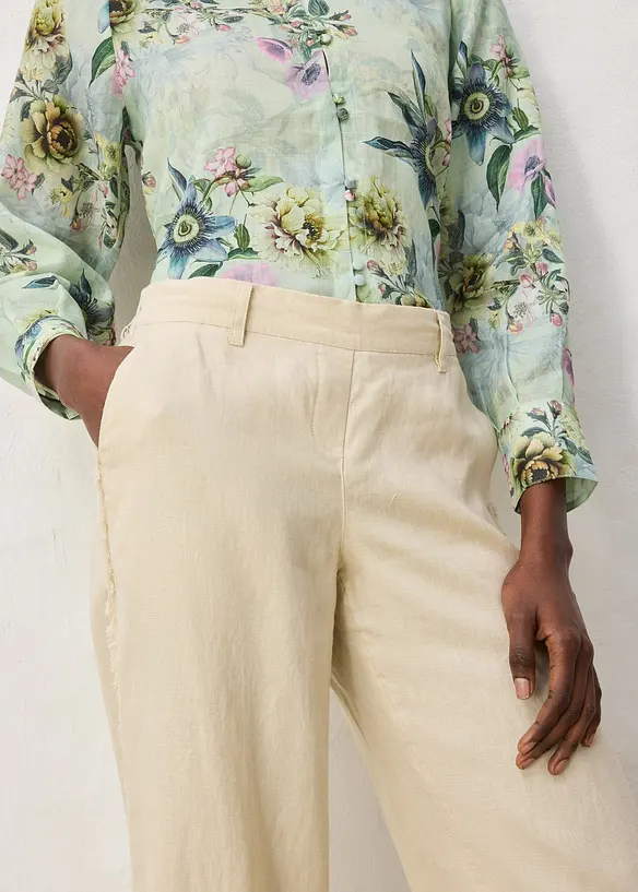 Pantalon large en lin, bonprix