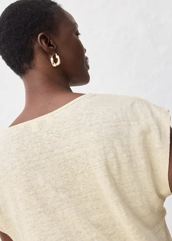 T-shirt 100% lin avec application, bonprix