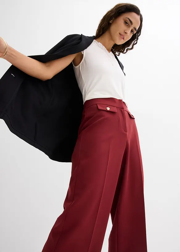 Pantalon large &agrave; pinces, bonprix