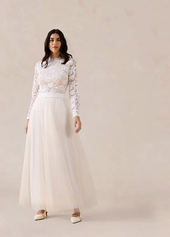Jupe longue en tulle d&eacute;licat, bonprix