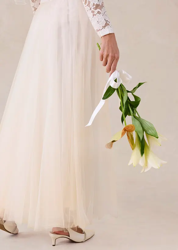 Jupe longue en tulle d&eacute;licat, bonprix