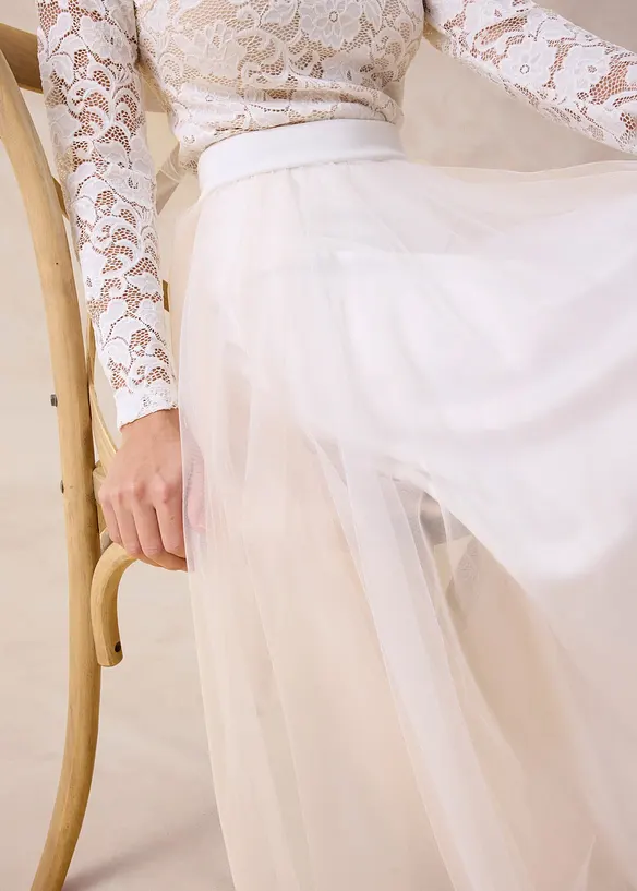 Jupe longue en tulle d&eacute;licat, bonprix