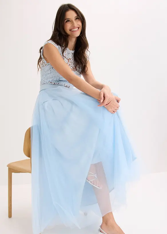 Jupe longue en tulle d&eacute;licat, bonprix