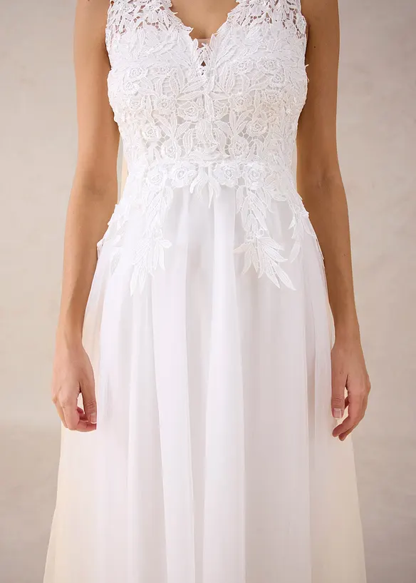 Robe de mari&eacute;e en tulle et dentelle, bonprix