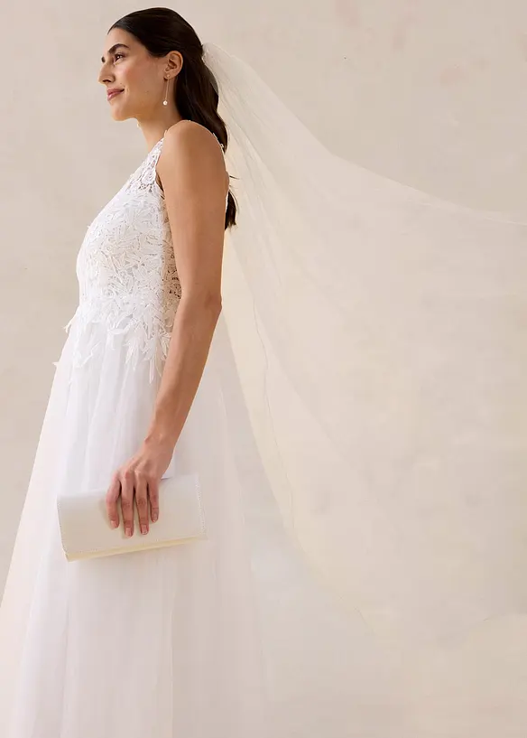 Robe de mari&eacute;e en tulle et dentelle, bonprix