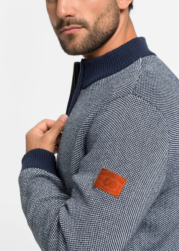 Gilet en maille 100% coton &agrave; col montant, bonprix