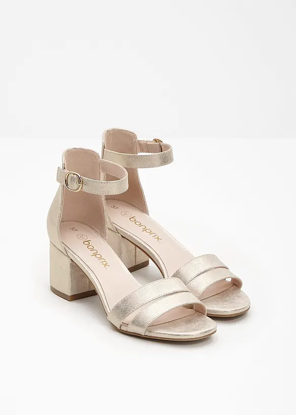 Sandalettes &agrave; talon carr&eacute;, bonprix