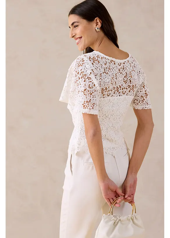 T-shirt &agrave; dentelle, bonprix