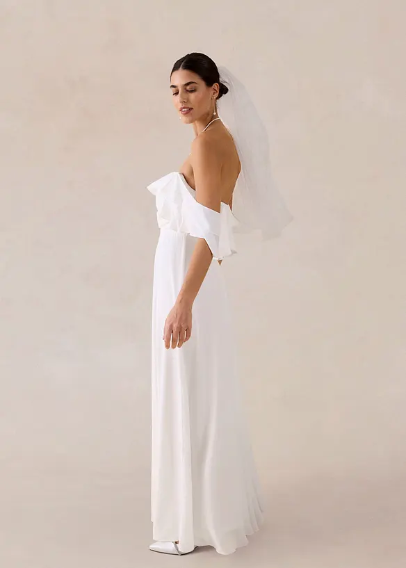 Robe de mari&eacute;e en mousseline avec drap&eacute;, bonprix