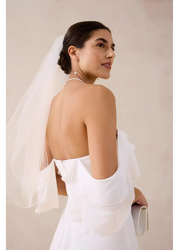 Robe de mari&eacute;e en mousseline avec drap&eacute;, bonprix