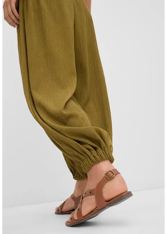 Pantalon sarouel en cr&ecirc;pe textur&eacute;, bonprix