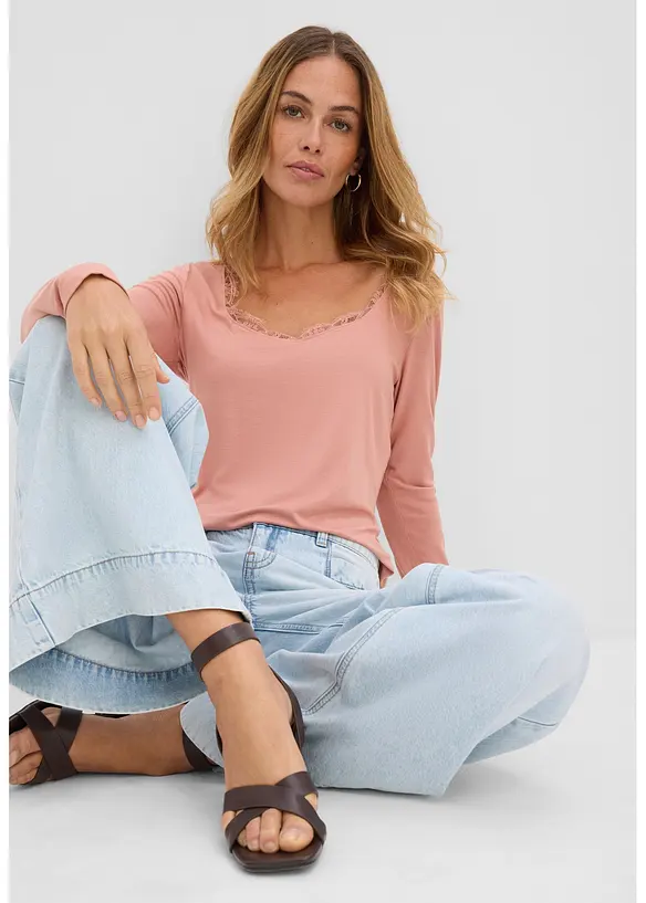 T-shirt manches longues doux, bonprix