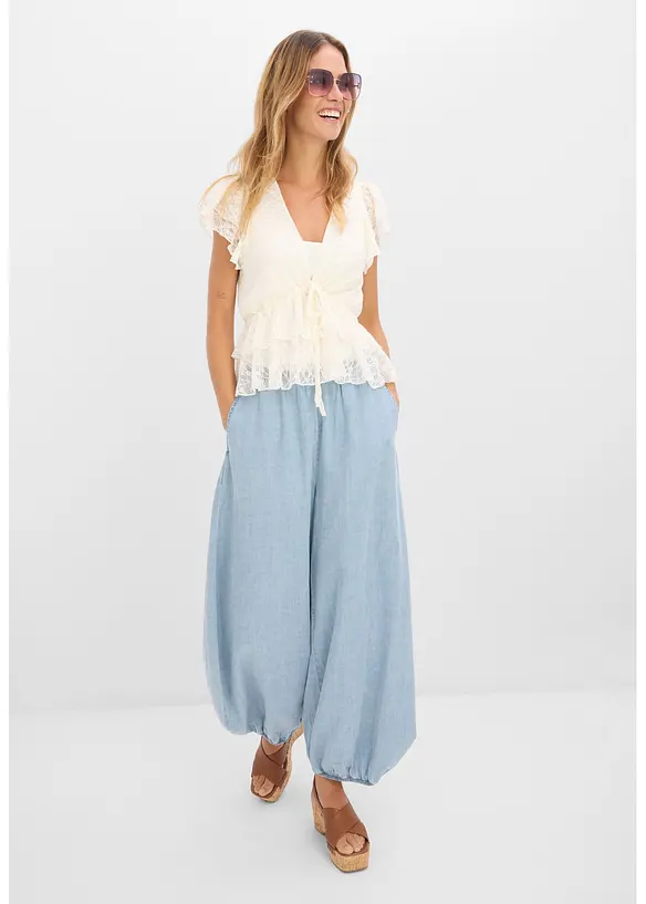 T-shirt court en dentelle, bonprix