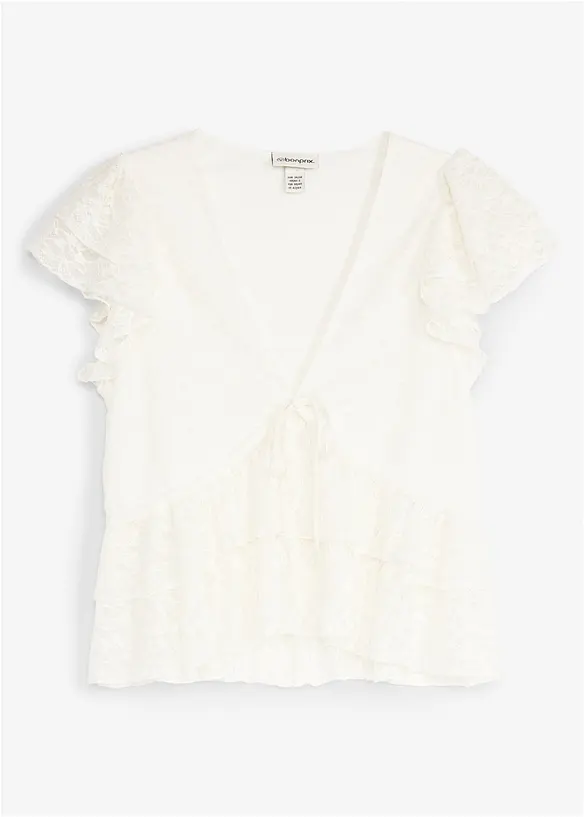 T-shirt court en dentelle, bonprix