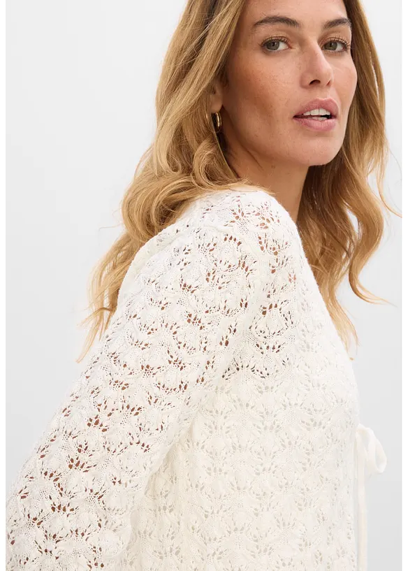 Gilet en maille ajour&eacute;e 100% coton, bonprix