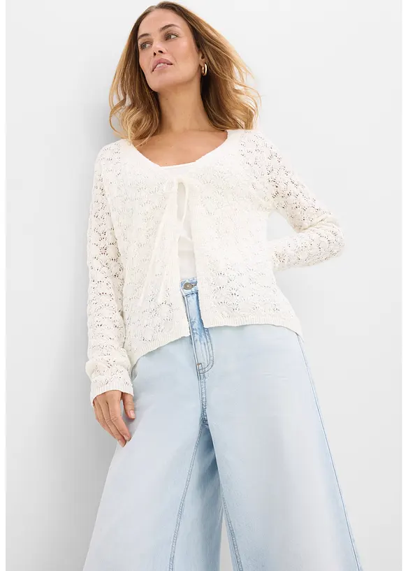 Gilet en maille ajour&eacute;e 100% coton, bonprix