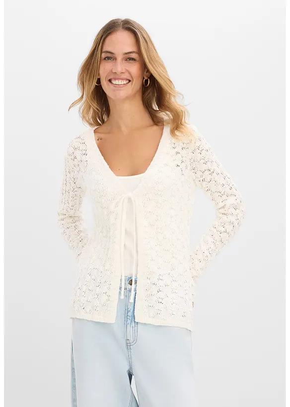 Gilet en maille ajour&eacute;e 100% coton, bonprix